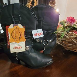Dingo Black Leather Ladies Boots 6.5